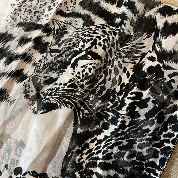 Black & White Animal Print Scarf. - Picture 2 of 3